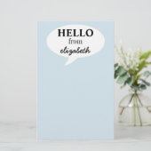 Personalisiert Hello Stationery Briefpapier (Stehend Vorderseite)