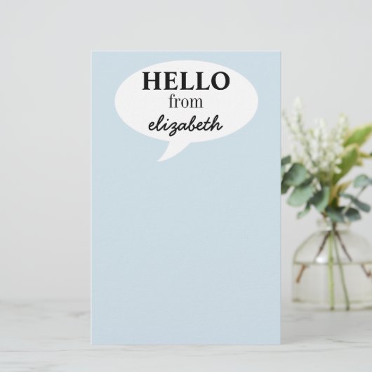 Personalisiert Hello Stationery Briefpapier (Stehend Vorderseite)