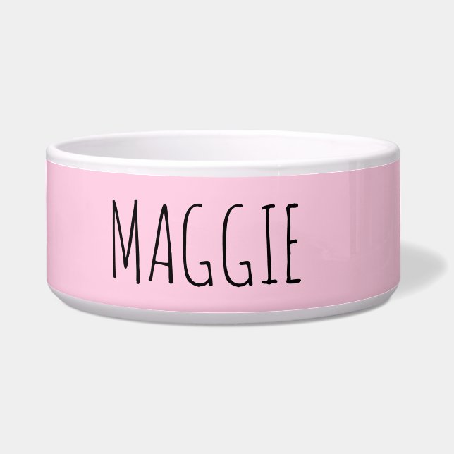 Personalisiert Hellrosa Keramik Pet Bowl Napf (Vorderseite)