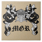 Personalisiert Heraldischer Helm und Mantolschwarz Fliese (Vorderseite)