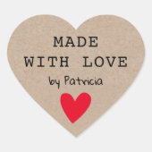 Personalisiert hergestellt aus Liebe Herz-Aufkleber (Vorderseite)