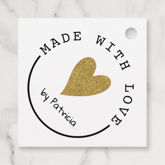 Personalisiert hergestellt mit Liebe Heart Gold Gl Geschenkanhänger (Rückseite)