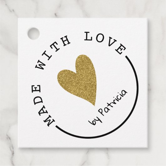 Personalisiert hergestellt mit Liebe Heart Gold Gl Geschenkanhänger (Vorderseite)