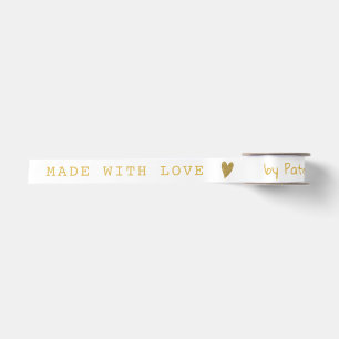 Personalisiert Hergestellt mit Liebe Weißes und go Satinband