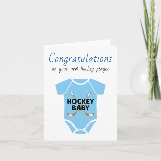 Personalisiert Herzlichen Glückwunsch Hockey Baby Karte (Vorderseite)