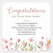 Personalisiert Herzlichen Glückwunsch Realtor Flor Quadratischer Aufkleber (Vorderseite)