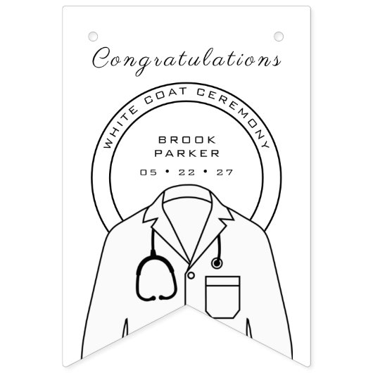 Personalisiert Herzlichen Glückwunsch Weißes Coat Wimpelkette (Sechste Fahne)