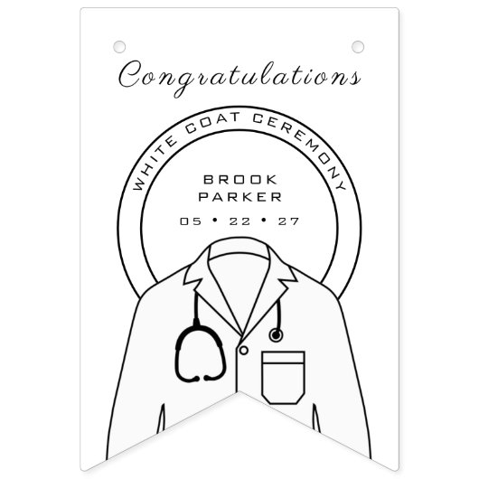 Personalisiert Herzlichen Glückwunsch Weißes Coat Wimpelkette (Zweite Fahne)