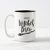 Personalisiert-Hexenbrauen | Schwarze Script-Typog Zweifarbige Tasse (Links)