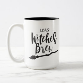 Personalisiert-Hexenbrauen | Schwarze Script-Typog Zweifarbige Tasse