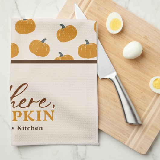Personalisiert Hey Da Pumpkin Schürze Geschirrtuch (Viertel Falte)