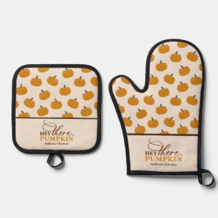 Personalisiert Hey Da Pumpkin Schürze Ofenhandschuh & Topflappen-Set
