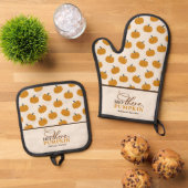 Personalisiert Hey Da Pumpkin Schürze Ofenhandschuh & Topflappen-Set (Oben Unten)