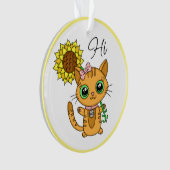 Personalisiert Hi und Hugs | Niedliche Katze mit S Ornament (Vorderseite)