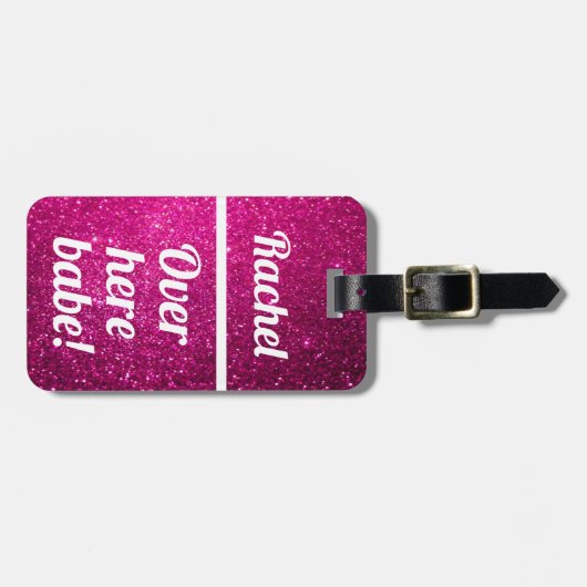 Personalisiert hier drüben Babe | Funny Luggage Ta Gepäckanhänger (Vorderseite horizontal)