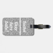 Personalisiert hier drüben Babe | Silberner Glitze Gepäckanhänger (Rückseite horizontal)