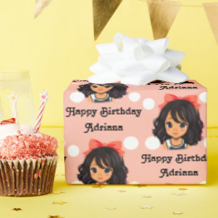 Personalisiert Hispanic Girl Birthday Geschenkpapier