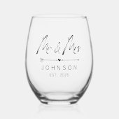 Personalisiert Hochzeit Mr. and Mrs. Glasses Weinglas Ohne Stiel (Vorderseite)