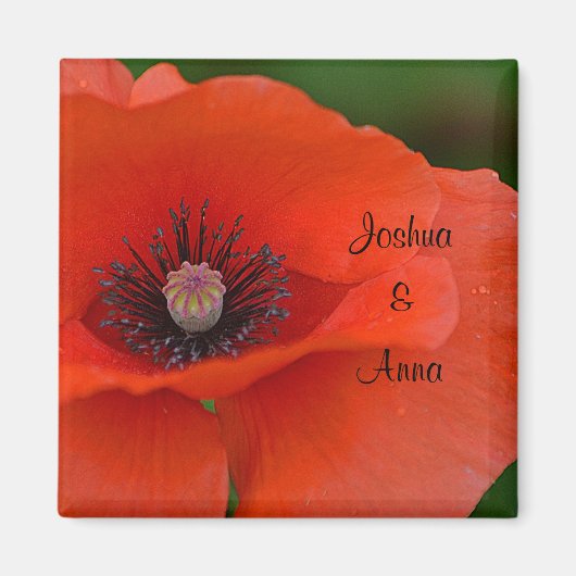 Personalisiert Hochzeitsmohn Magnet (Vorne)