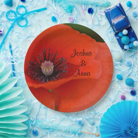 Personalisiert Hochzeitsmohn Pappteller (Party)