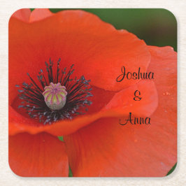 Personalisiert Hochzeitsmohn Rechteckiger Pappuntersetzer