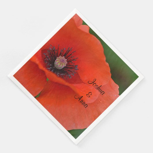 Personalisiert Hochzeitsmohn Serviette (Ecke)