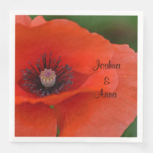 Personalisiert Hochzeitsmohn Serviette (Vorderseite)