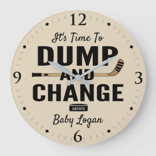 Personalisiert Hockey Baby Name Dump and Change Große Wanduhr