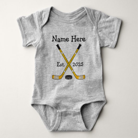 Personalisiert Hockey Baby Name Jahr Geboren Baby Strampler (Vorderseite)