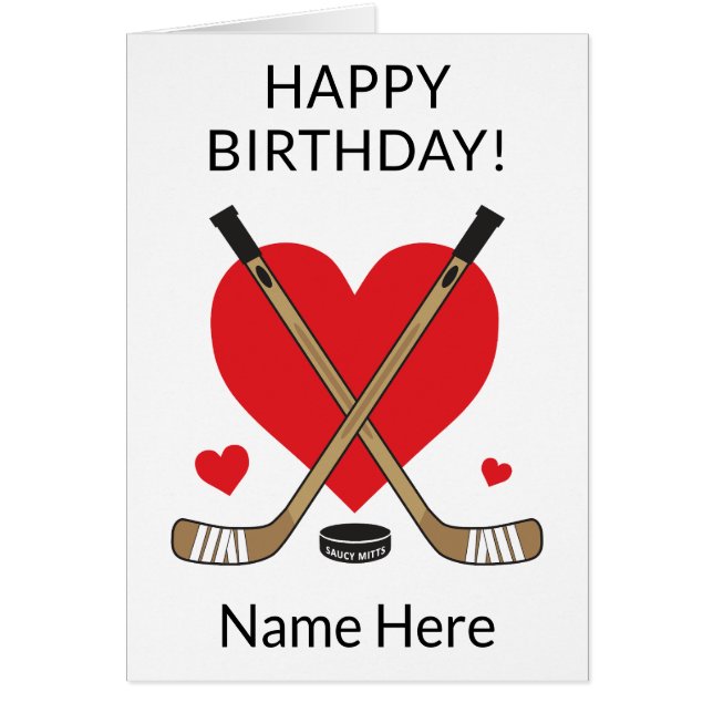 Personalisiert Hockey Birthday Hearts Hockey Stick (Vorne)