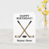 Personalisiert Hockey Birthday Hockey Sticks Karte (Gelbe Blume)