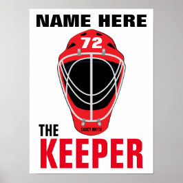 Personalisiert Hockey Goalie Mask Keeper-Nummer Poster