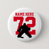 Personalisiert Hockey Goalie Name Number Red flare Button (Vorderseite)