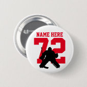 Personalisiert Hockey Goalie Name Number Red flare Button (Vorne & Hinten)