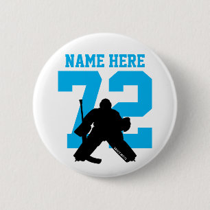 Personalisiert Hockey Goalie Name Number Turquoise Button