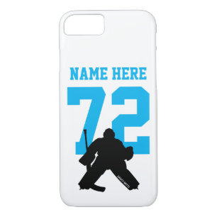Personalisiert Hockey Goalie Name Number Turquoise Case-Mate iPhone Hülle