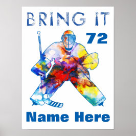 Personalisiert Hockey Goalie Name Number Watercolo Poster