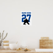 Personalisiert Hockey Goalie Player Number Blue Poster (Küche)