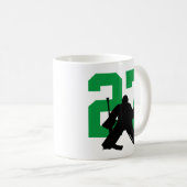 Personalisiert Hockey Goalie Player Number Green Kaffeetasse (VorderseiteRechts)