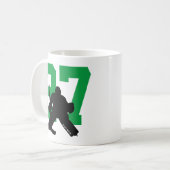 Personalisiert Hockey Goalie Player Number Green Kaffeetasse (Vorderseite Links)