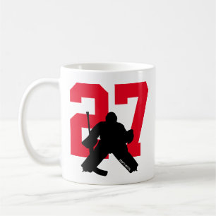 Personalisiert Hockey Goalie Player Number Red Kaffeetasse