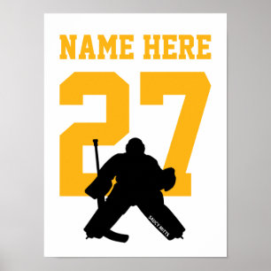 Personalisiert Hockey Goalie Player Nummer Gold Poster
