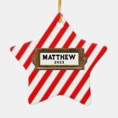 Personalisiert Hockey Holiday-Geschenk Keramik Ornament (Hinten)