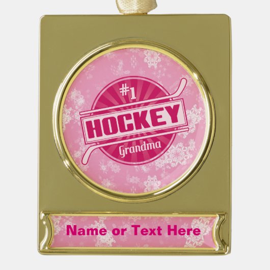 Personalisiert Hockey Oma Weihnachtsdekoration Banner-Ornament Gold (Vorderseite)