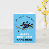 Personalisiert Hockey Player Birthday Hockey Dog Karte (Gelbe Blume)