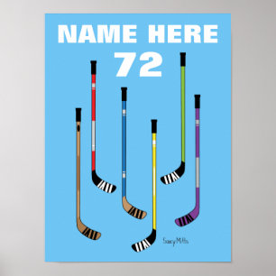 Personalisiert Hockey Player Name Hockey Sticks Poster