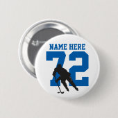 Personalisiert Hockey Player Name Number blass Pin Button (Vorne & Hinten)