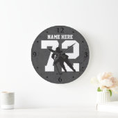 Personalisiert Hockey Player Name Number Dark Gray Große Wanduhr (Zuhause)