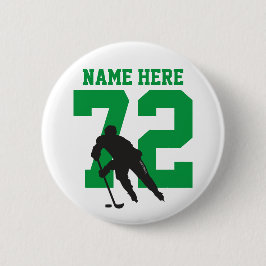 Personalisiert Hockey Player Name Nummer grün Flai Button
