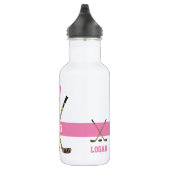 Personalisiert Hockey Player Name Nummer Pink Girl Edelstahlflasche (Rechts)